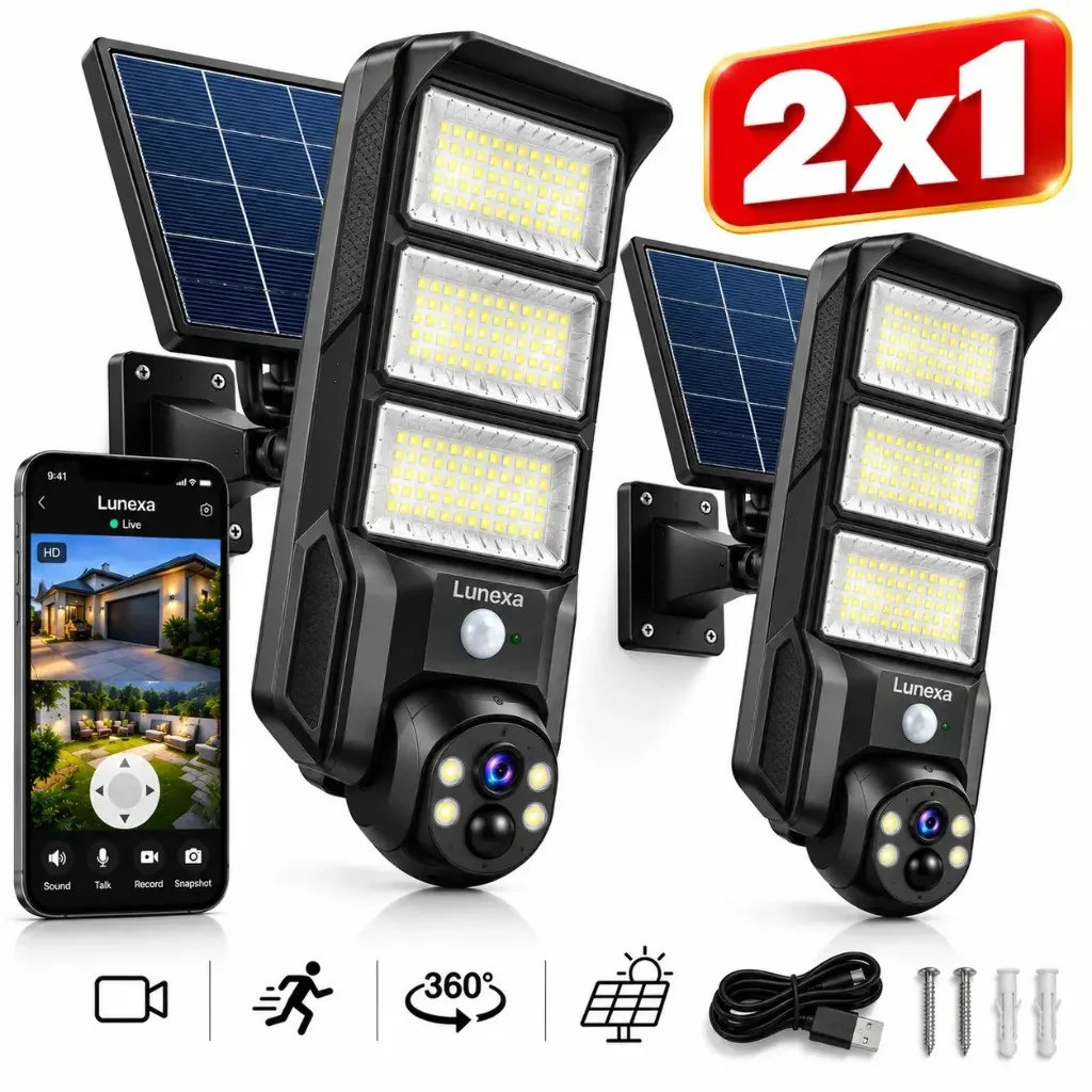 Komplettes Lunexa Solar-Kamera-Set mit Licht