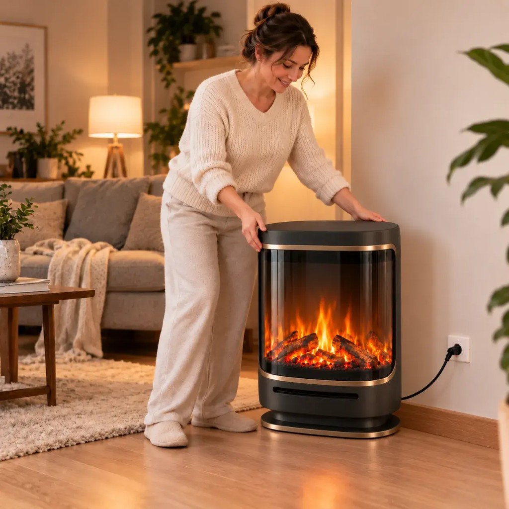 NordFlame podłączony w nowoczesnym salonie