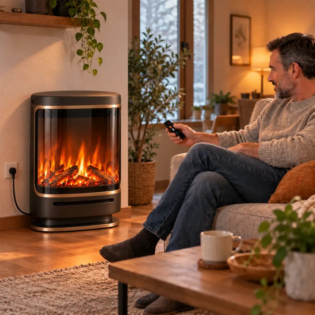 Płomień LED 3D NordFlame w salonie