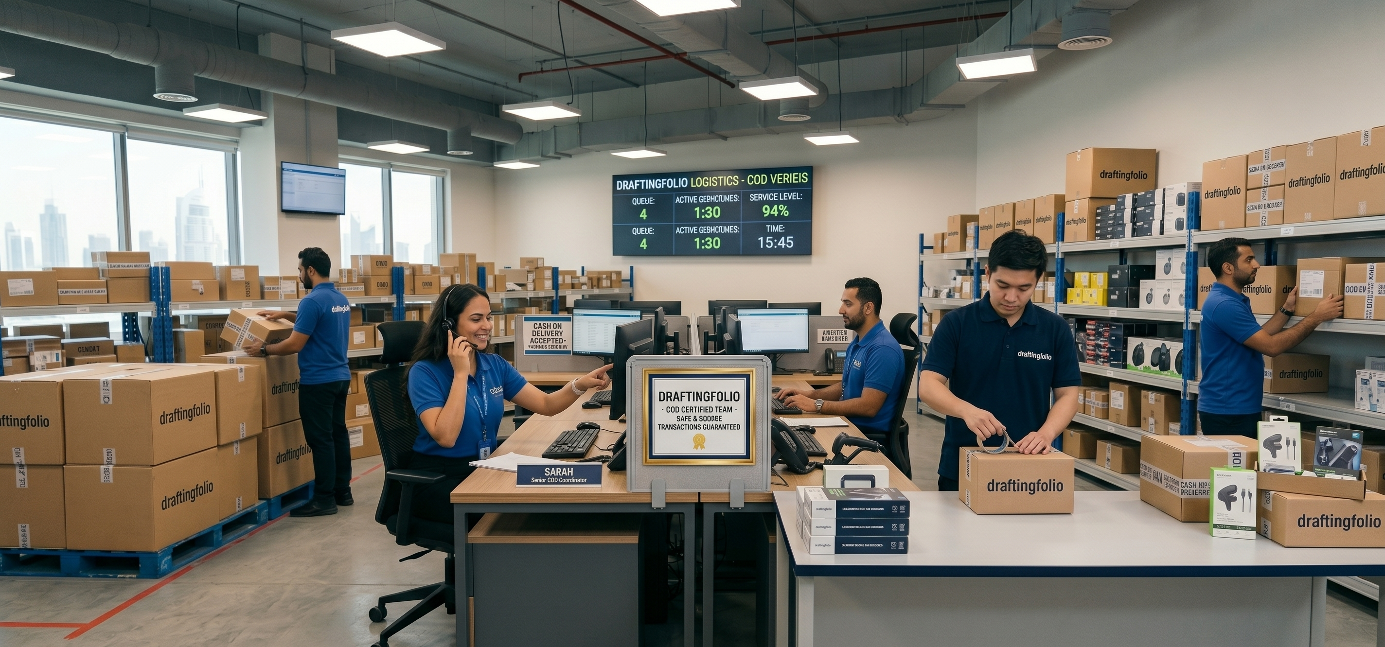 Zespół pronlineoffertstore w pracy: call center i logistyka COD
